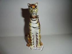 Vintage Limoges Tiger Tabby Cat Hand Painted Trinket Box