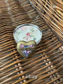 Vintage Limoges Trinket Box Gold And Flowers Hinged FRANCE Peint Main