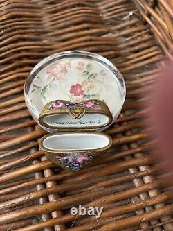 Vintage Limoges Trinket Box Gold And Flowers Hinged FRANCE Peint Main