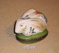 Vintage Limoges Trinket Box PEINT MAIN Bunny Rabbit Hand Painted France 312r