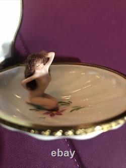Vintage Limoges trinket box Peint Main Clam Seashell Nude Woman Mermaid Rare
