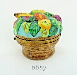 Vintage Parry Vieille Limoges France Basket of Fruit Trinket Box