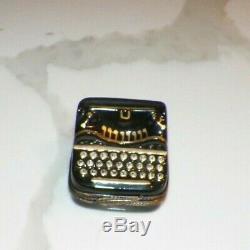 Vintage Peint Main Limoges France Black & Gold Typewriter Trinket Box