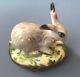 Vintage Peint Main Limoges France With Hand Painted Rabbit On Flower Patch