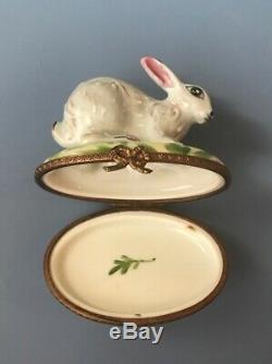Vintage Peint Main Limoges France with Hand Painted rabbit on flower patch