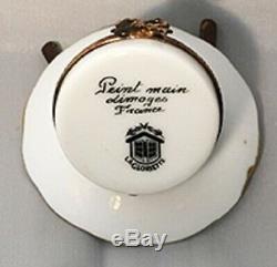 Vintage Porcelain Limoges Box Croque Madame Knife & Fork with Painted Napkin