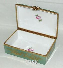 Vintage Porcelain Limoges Floral Theme Trinket Box Le TALLEC France Signed 328r
