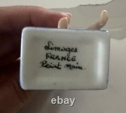 Vintage RARE Limoges France Angel Hinged Trinket Box 22k Gold Peint Main MINT