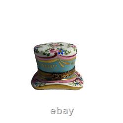 Vintage RARE Limoges France top hat shaped trinket box with perfume bottle