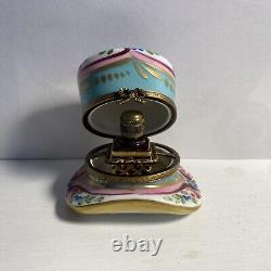 Vintage RARE Limoges France top hat shaped trinket box with perfume bottle