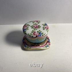 Vintage RARE Limoges France top hat shaped trinket box with perfume bottle