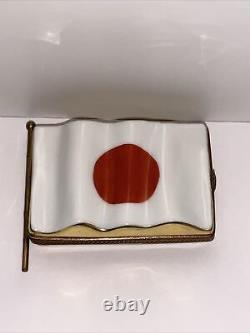 Vintage Rare Limoges France Keepsake Box, Japanese Flag