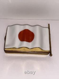 Vintage Rare Limoges France Keepsake Box, Japanese Flag