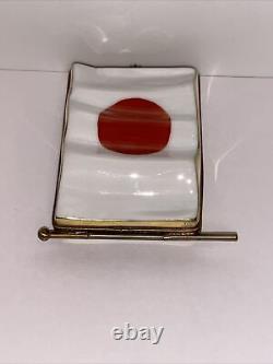 Vintage Rare Limoges France Keepsake Box, Japanese Flag