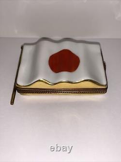 Vintage Rare Limoges France Keepsake Box, Japanese Flag