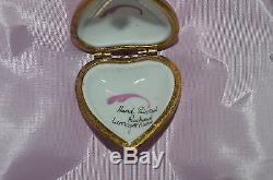 Vintage Rochard Limoges France Hand Painted Floral Heart Box Locket Pendant