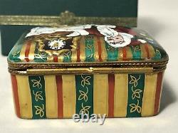 Vintage Rochard Limoges Trinket Box-Santa Claus On Christmas Night-Stunning