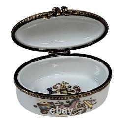 Vintage Rocking Horse Limoges France Porcelain Trinket Box Jack in The Box Gold