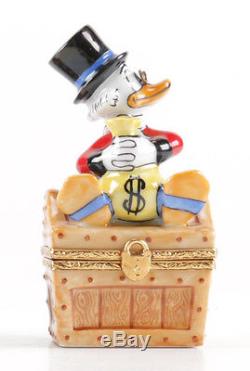 Vintage Scrooge McDuck with Money Bag & Treasure Limoges Disney Trinket Box Fra