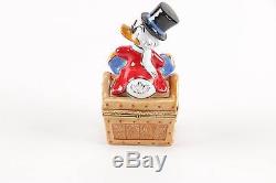 Vintage Scrooge McDuck with Money Bag & Treasure Limoges Disney Trinket Box Fra