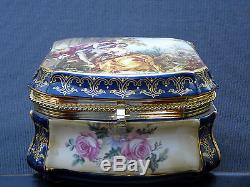 Vintage Victorian Limoges Hand Painted Porcelain Trinket box Hinged Lid