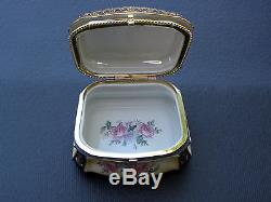 Vintage Victorian Limoges Hand Painted Porcelain Trinket box Hinged Lid