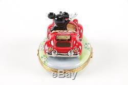 Vintage Waving Mickey Red Car Limoges Disney Trinket Box France Porcelain