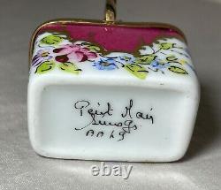 Vintage handmade French Peint Main Limoges perfume bottle trinket box sterling