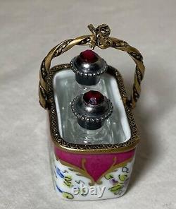 Vintage handmade French Peint Main Limoges perfume bottle trinket box sterling