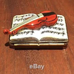 Violin On Music Sheet Book Trinket Box from Limoges France