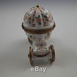 Vtg Limoges France Cinderella's Carriage Pill Box, Porcelain, Signed