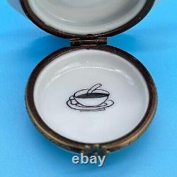 Vtg Limoges Puff Pastry Profiterole Porcelain Hinged Trinket Box Hand Painted