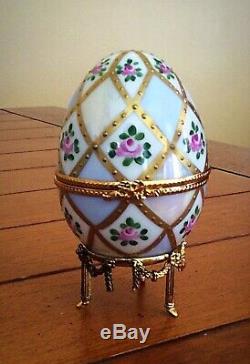 Vtg Lrg Limoges France Limited Ed Jacques Peint Main Porcelain EGG Trinket Box