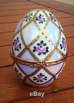 Vtg Lrg Limoges France Limited Ed Jacques Peint Main Porcelain EGG Trinket Box