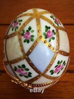 Vtg Lrg Limoges France Limited Ed Jacques Peint Main Porcelain EGG Trinket Box