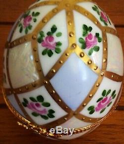 Vtg Lrg Limoges France Limited Ed Jacques Peint Main Porcelain EGG Trinket Box