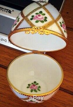 Vtg Lrg Limoges France Limited Ed Jacques Peint Main Porcelain EGG Trinket Box