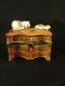 Wonderful Limoges Porc. Ltd. Ed. Trinket Box Brown 3-drawer Chest With Cat & Book