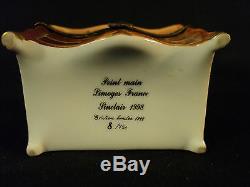 WONDERFUL LIMOGES PORC. LTD. ED. TRINKET BOX BROWN 3-DRAWER CHEST with CAT & BOOK