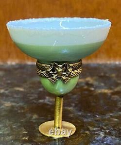 Whimsical Vintage Limoges France Hand Painted Margarita Glass Trinket Box