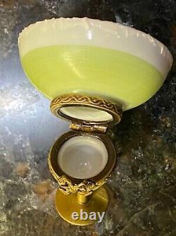 Whimsical Vintage Limoges France Hand Painted Margarita Glass Trinket Box