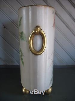 William Guerin Limoges c1900 Handpainted Floral Cachepot Or Vase 9 1/2 FRANCE