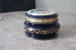Wonderful French A. C. F Hand Painted in Sevres Porcelain Trinket Box Signed