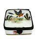 Wonderful Limoges France Porcelain Hand-painted Bird Square Trinket Box 2