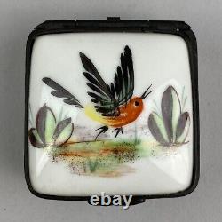 Wonderful Limoges France Porcelain Hand-Painted Bird Square Trinket Box 2