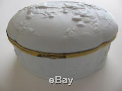 XLARGE Antique FRENCH BISQUE Porcelain LIMOGES JEWELRY BOX France Maidens CHERUB