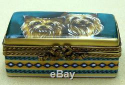 Yorkshire Terrier Pair On Authentic Rochard Limoges-france, Item #50-141