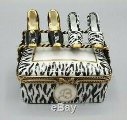 Zebra Shoe Box with removable shoes Limoges Box by Gerard Ribierre (GR) Retired
